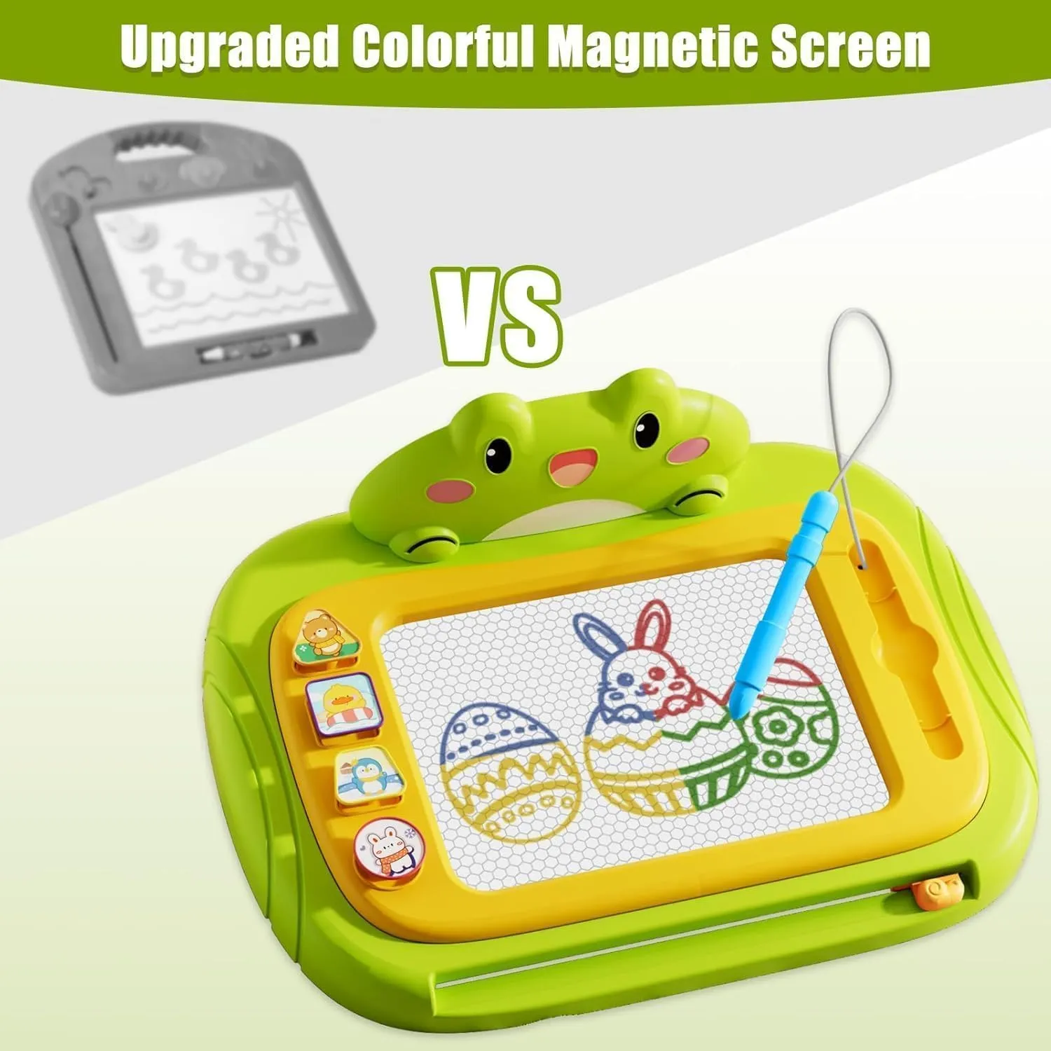 Magnetic Drawing Board for Kids with Magnetic Stamps Colorful Erasable Doodle Board Kid Educational Preschool Classroom Birthday Gift Toddler Toys for 3   Years Old Kids Frog Shape