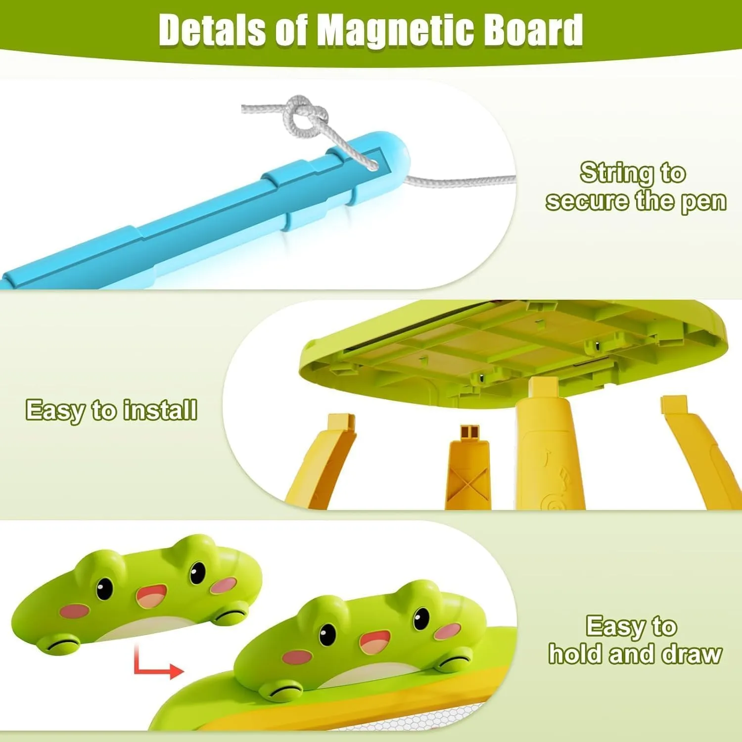 Magnetic Drawing Board for Kids with Magnetic Stamps Colorful Erasable Doodle Board Kid Educational Preschool Classroom Birthday Gift Toddler Toys for 3   Years Old Kids Frog Shape