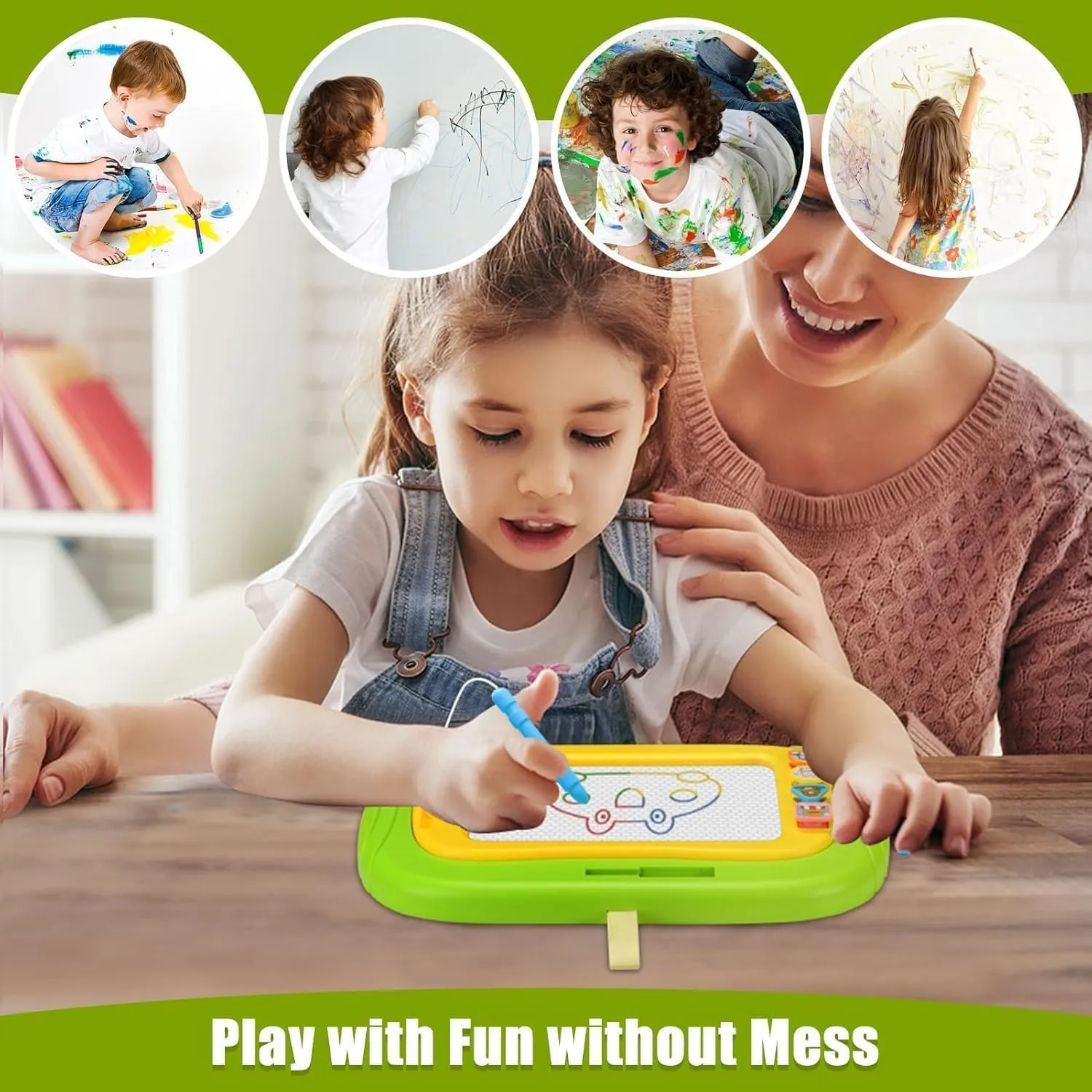 Magnetic Drawing Board for Kids with Magnetic Stamps Colorful Erasable Doodle Board Kid Educational Preschool Classroom Birthday Gift Toddler Toys for 3   Years Old Kids Frog Shape