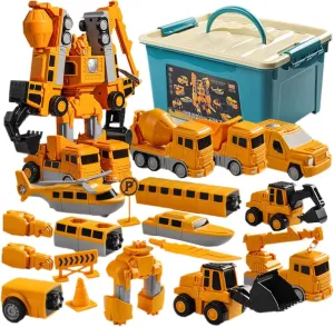Magnetic Transform Engineering Car Assembled Toys, Construction Vehicles with Storage Box, Toys for Toddlers 3-4 Magnetic Blocks for Kids Age 3-5 4-8 Outdoor Toddler Activities Toys (35 Pieces)
