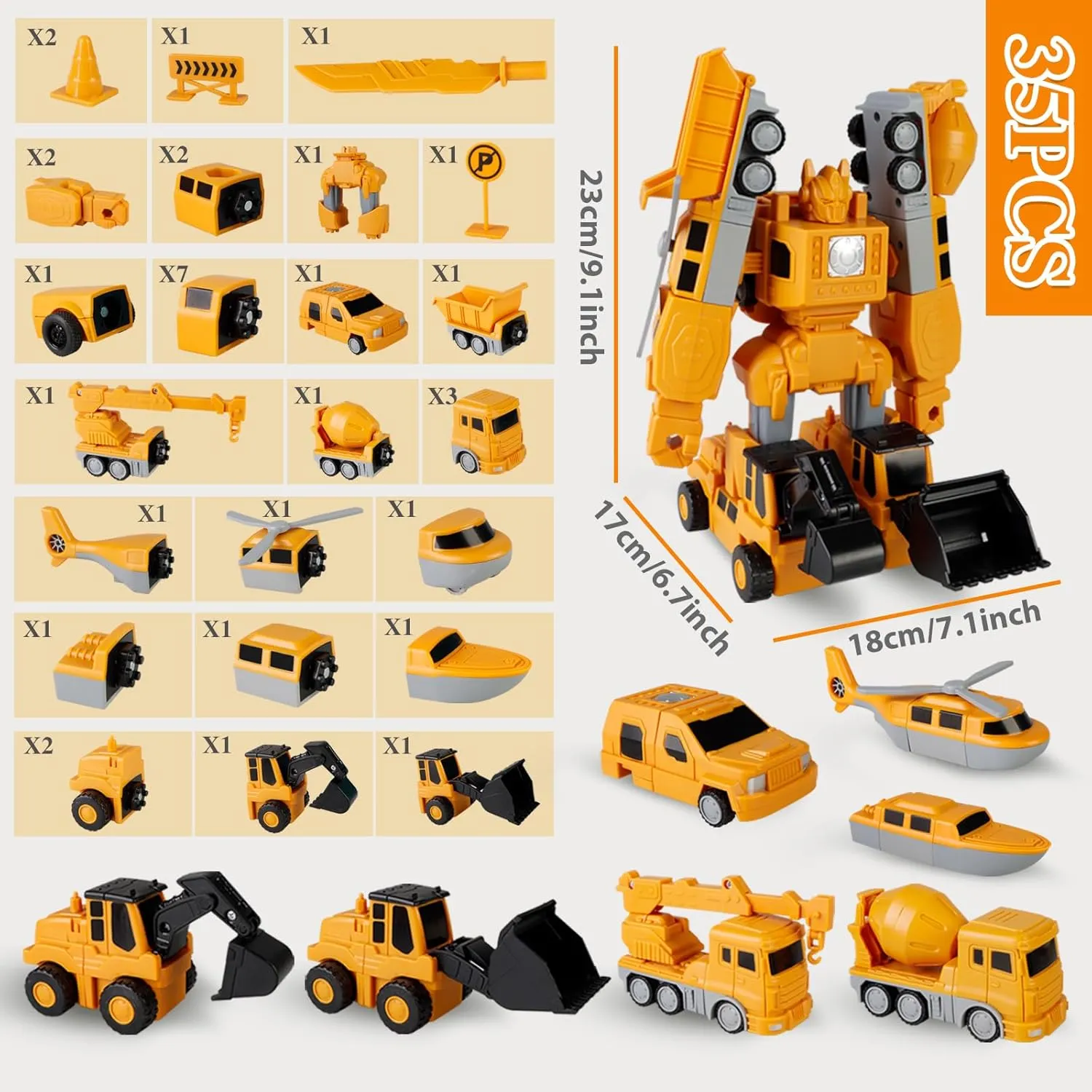 Magnetic Transform Engineering Car Assembled Toys, Construction Vehicles with Storage Box, Toys for Toddlers 3-4 Magnetic Blocks for Kids Age 3-5 4-8 Outdoor Toddler Activities Toys (35 Pieces)