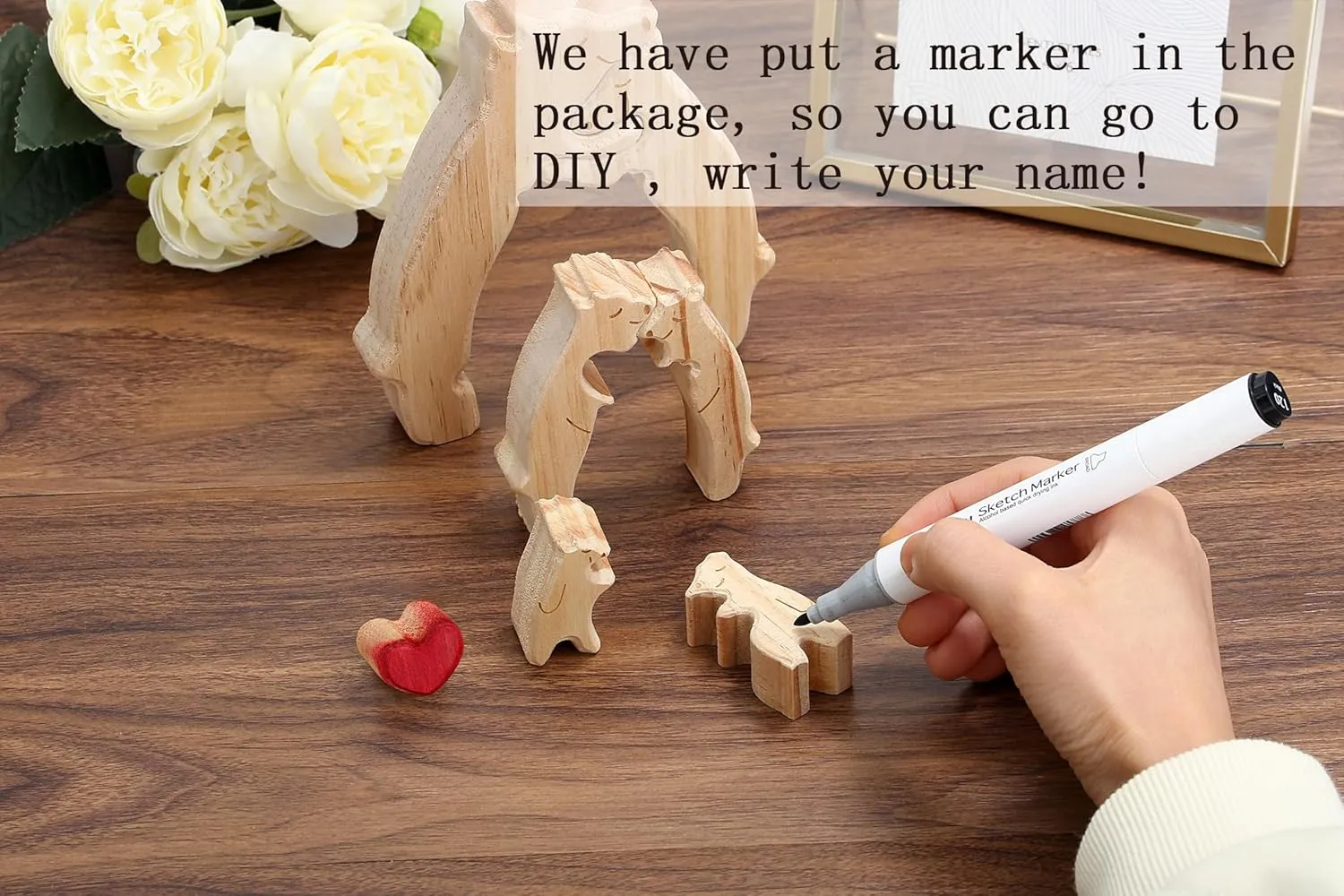 MAIBAOTA Personalized Gifts of Bear Puzzle, Customized Gifts with 6 Family Name Puzzle Cute Decorative Wooden Family Decor Signs Ideal Housewarming Gifts Home Room Decor