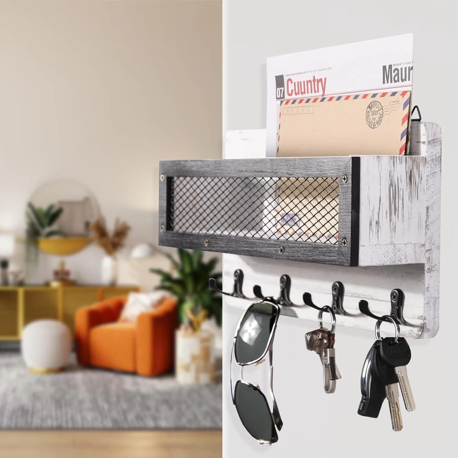 Mail and Key Holder for Wall Decorative
