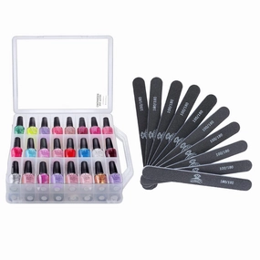 Makartt Nail Polish Organizer, Clear Universal Nail Polish Holder for 48 Bottles Bundle with Nail File 100 180 Grit Emery Boards for Nails 10pcs Nail Files