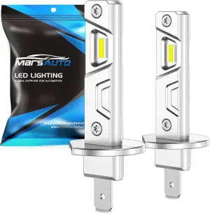 Marsauto H1 Fog Light Bulb, 600% Brightness H1 Fog Lights, 6500K White Strong Penetration, Upgraded 1:1 Mini Size Led Chips Fog Bulb for Car, Truck, SUV, Pack of 2