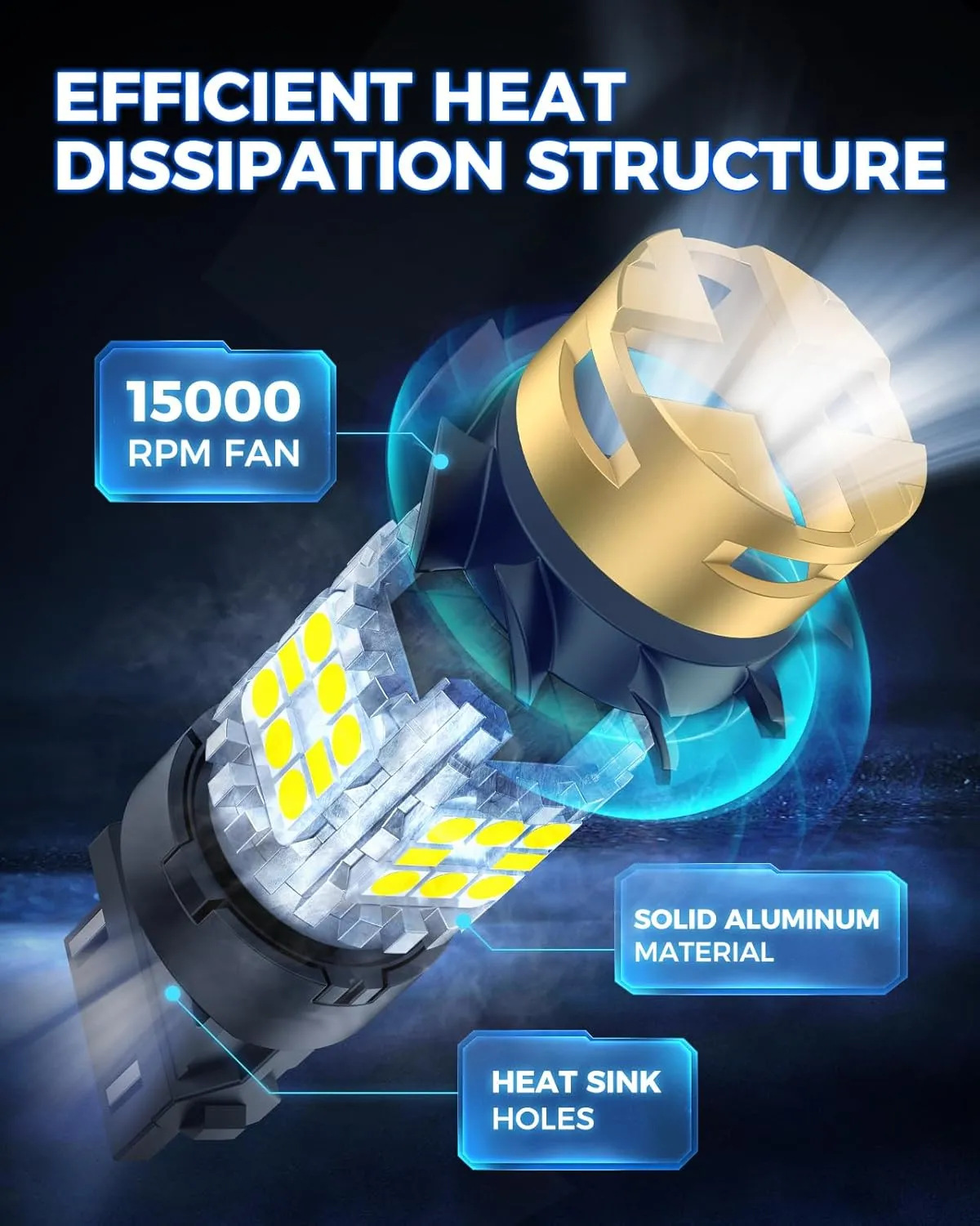 Marsauto LED Parking/Brake/Reverse Light Bulb, 3157 LED Bulbs White Anti Hyper Flashing For 3157 3057 3155 3357 3457 4157 3056 3456 4156 3156 3157A 3157NA 4157NA 4057 T25 Bulbs Base, 2PCS