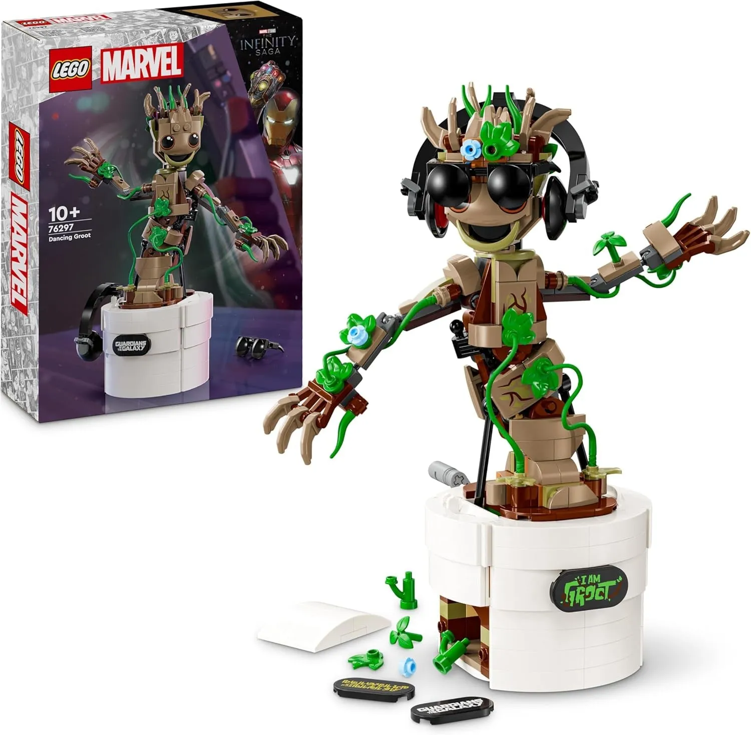 Marvel Dancing Groot Buildable Animated Toy Action Figure, Guardians of the Galaxy Character, Kids’ Hand-Operated Interactive Playset, Super Hero Gift for 10 plus Year Old Boys and Girls 76297