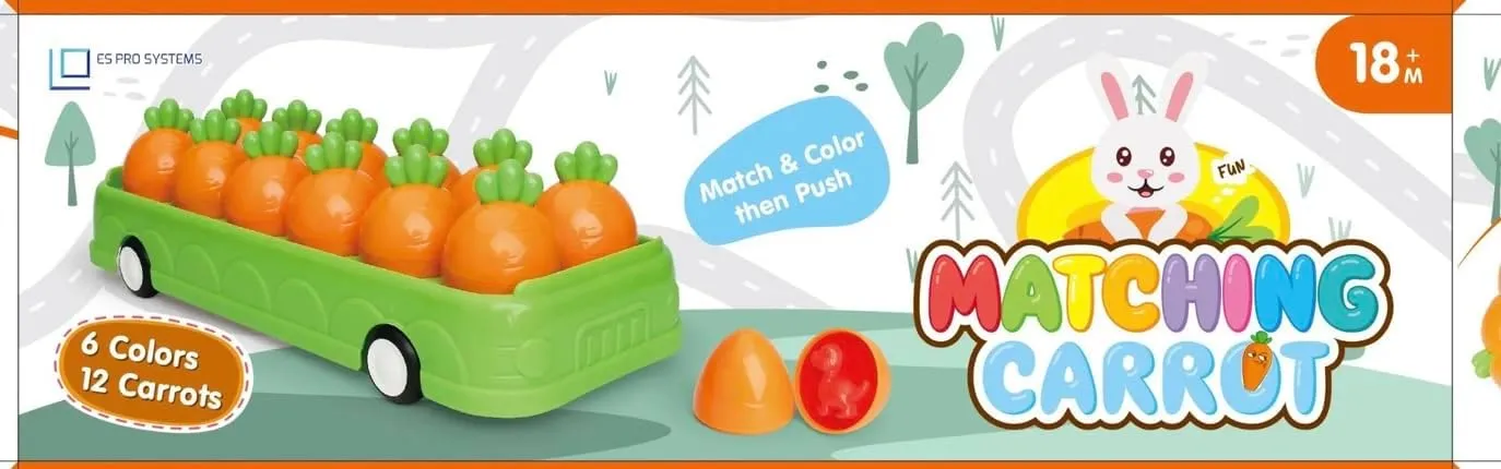 Matching Carrot, Toddler Montessori Matching Number Learning Toy, 6 Colors, 12 Carrots for Children 18 Months and Above. Hop into Easter Fun with Our Matching Carrot Toddler Toy!