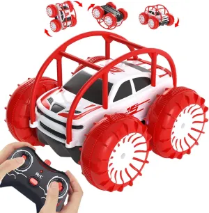 MaxTronic Remote Control Car, RC Cars Amphibious Land & Water Beach Pool Toy Off-Road RC Boat, 360°Flip Rotation Stunt Car with Sidelights for Toddlers 3 4 5 6 7 8 9 10 11 12 Years Kids Boys Girls
