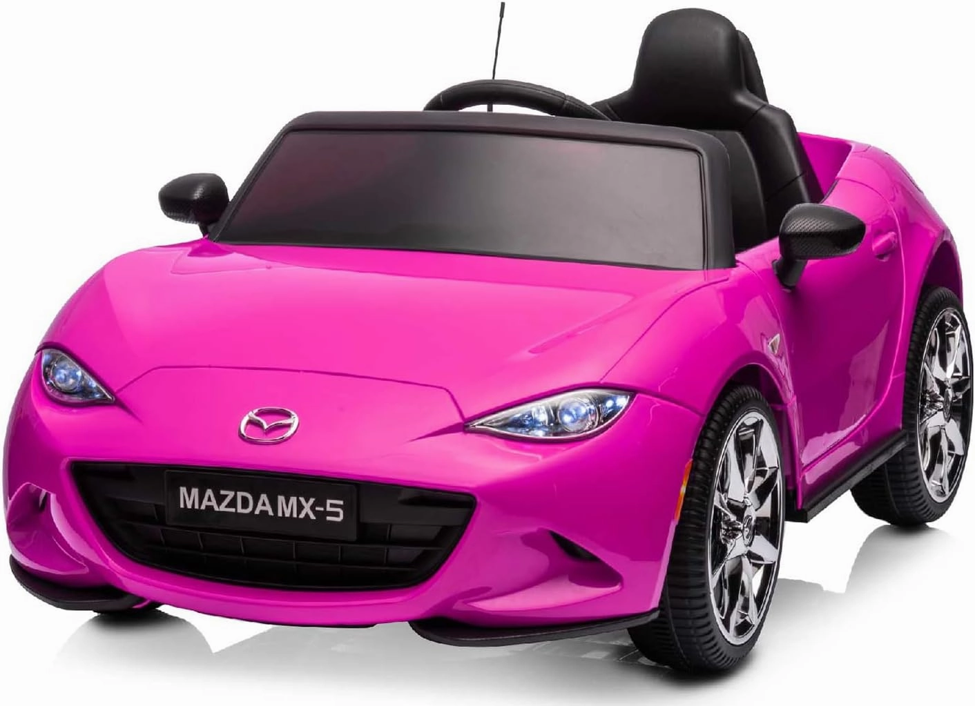 Mazda Licensed Kids Electric Ride On Car, Single-Seat 4 Wheeler with Remote Control, Music, Lights & Safety Belt, 12V Ride On Toys for Kids with Dual Locking Doors, Suitable for Ages 3-6(Pink)