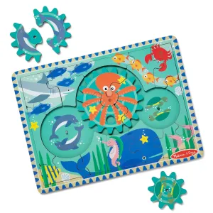 Melissa & Doug Wooden Underwater Jigsaw Spinning Gear Puzzle – 18 Pieces Wooden Puzzle for Toddlers and Preschoolers, for Boys and Girls Ages 3 