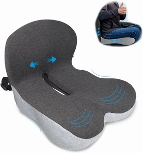 Memory Foam Seat Cushion,Office Chair Cushion with Lumbar Support for Back Pressure Relief, Car Seat Cushion with Adjustable Strap,Sciatica Pad Cushions for Car,Truck, Desk,Gaming Chair