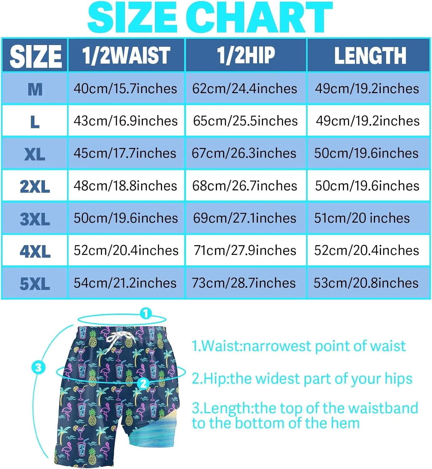 Mens Swim Trunks with Compression Liner 2 in 1 Quick-Dry Swim Shorts Men Board Shorts Swimwear for Swimming Beach