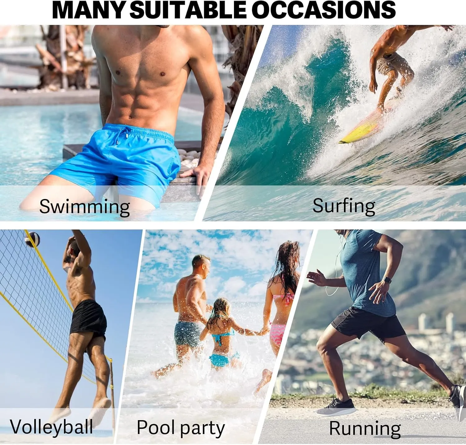Mens Swim Trunks with Compression Liner 2 in 1 Quick-Dry Swim Shorts Men Board Shorts Swimwear for Swimming Beach
