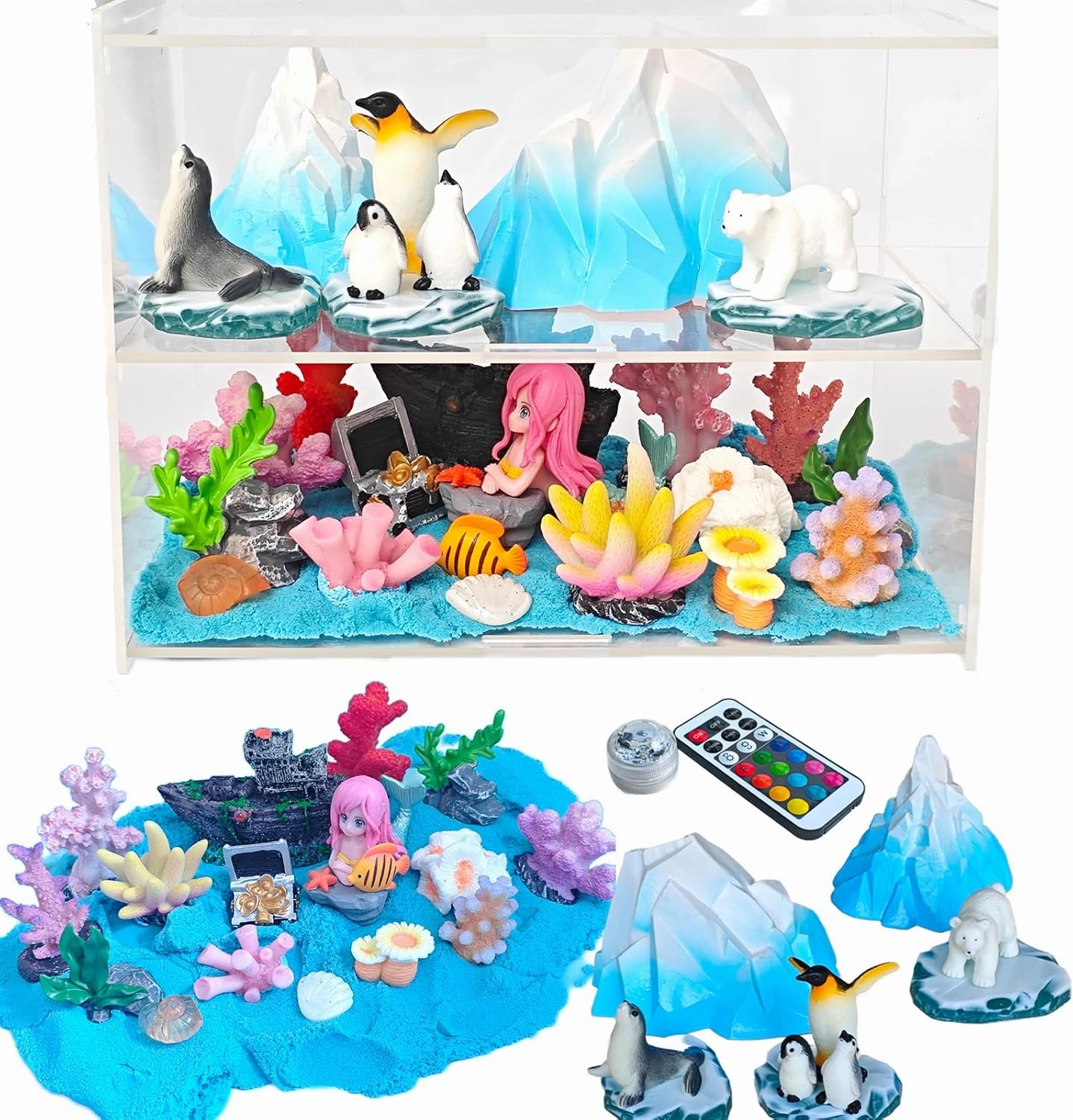 Mermaid Terrarium Craft Kit for Kids, LED Night Light Up & Remote, Mermaid Birthday Gifts Toys for Girls Age 4 5 6 7 8 9 10 11 12 Year Old