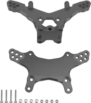 Metal Front & Rear Shock Tower RC Shocks Damper Mount Set Compatible with Losi 1/18 Mini-T 2.0 2WD Stadium RC Truck Hop-Up Parts (Black)