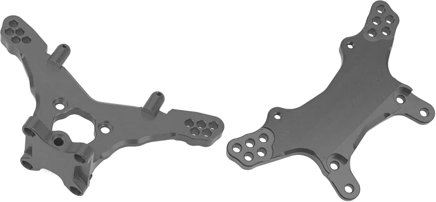 Metal Front & Rear Shock Tower RC Shocks Damper Mount Set Compatible with Losi 1/18 Mini-T 2.0 2WD Stadium RC Truck Hop-Up Parts (Black)
