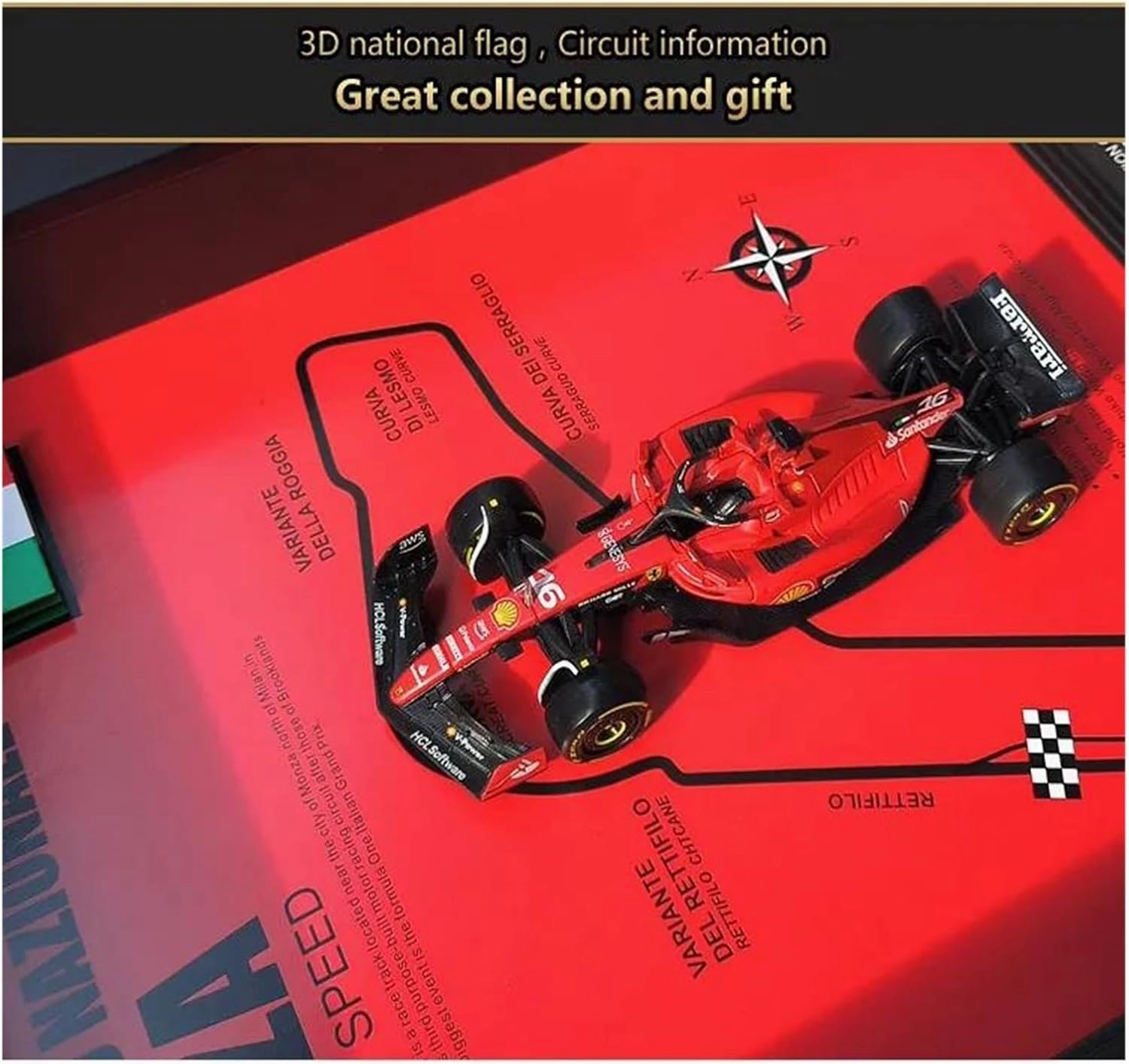 Metal Car Model 1:43 for Ferrari SF23#16 Realistic Metal Racing Car Model Photo Frame Version Home Desktop Decoration Die Cast Vehicles(Yas Marina Circuit)