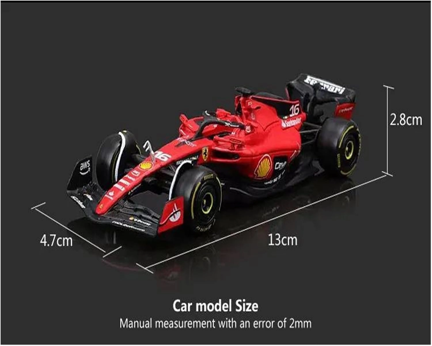 Metal Car Model 1:43 for Ferrari SF23#16 Realistic Metal Racing Car Model Photo Frame Version Home Desktop Decoration Die Cast Vehicles(Yas Marina Circuit)