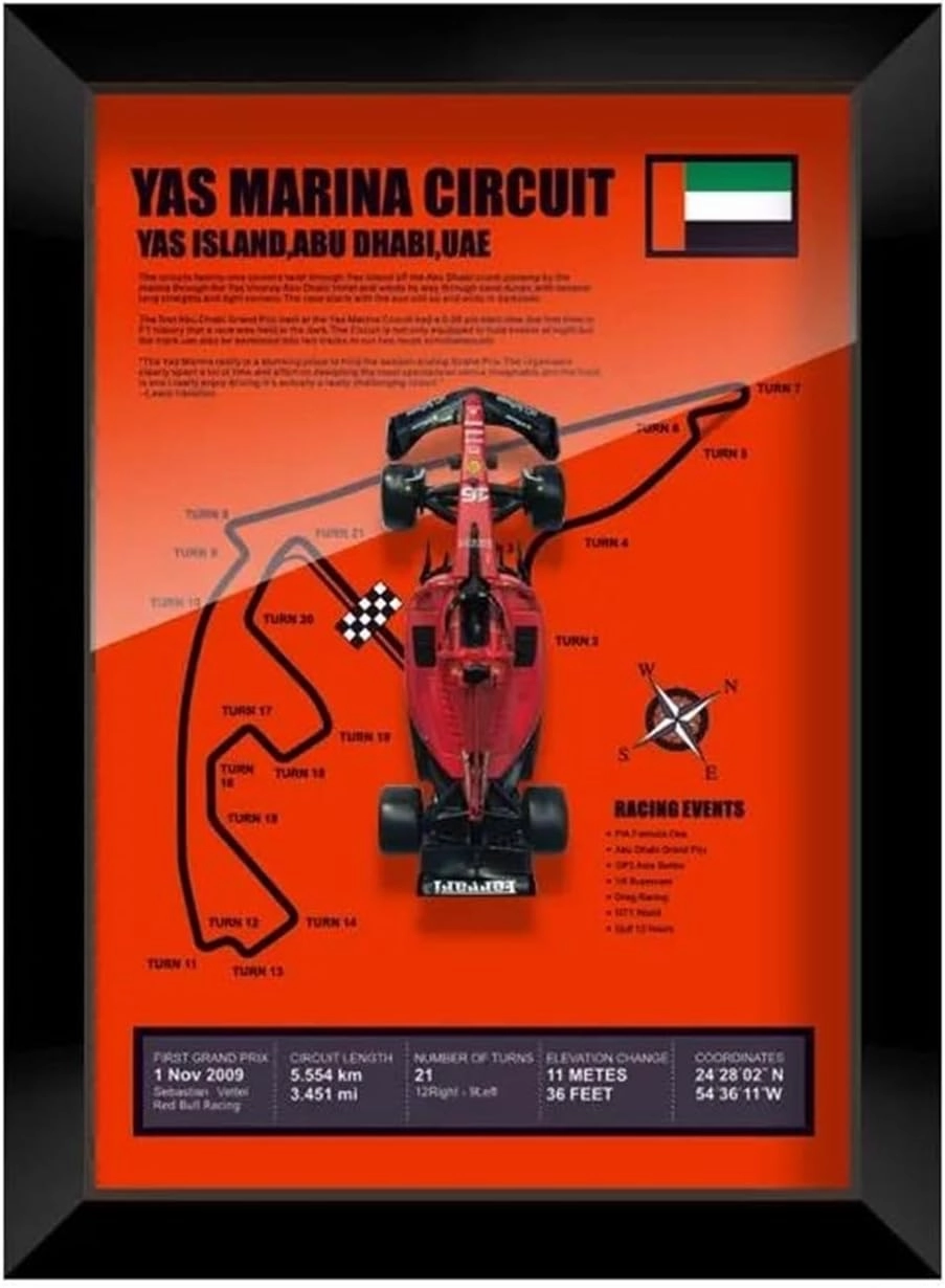 Metal Car Model 1:43 for Ferrari SF23#16 Realistic Metal Racing Car Model Photo Frame Version Home Desktop Decoration Die Cast Vehicles(Yas Marina Circuit)