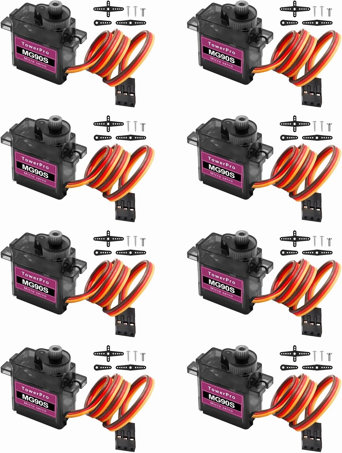 MG90S Micro Servo Motor Kit AYWHP 8 Pcs MG90S Servo Metal Gear Micro Servo for RC Helicopter/Car/Boat Micro Plane Mini Servos for Arduino Project(Servo Control Angle 0-180°)