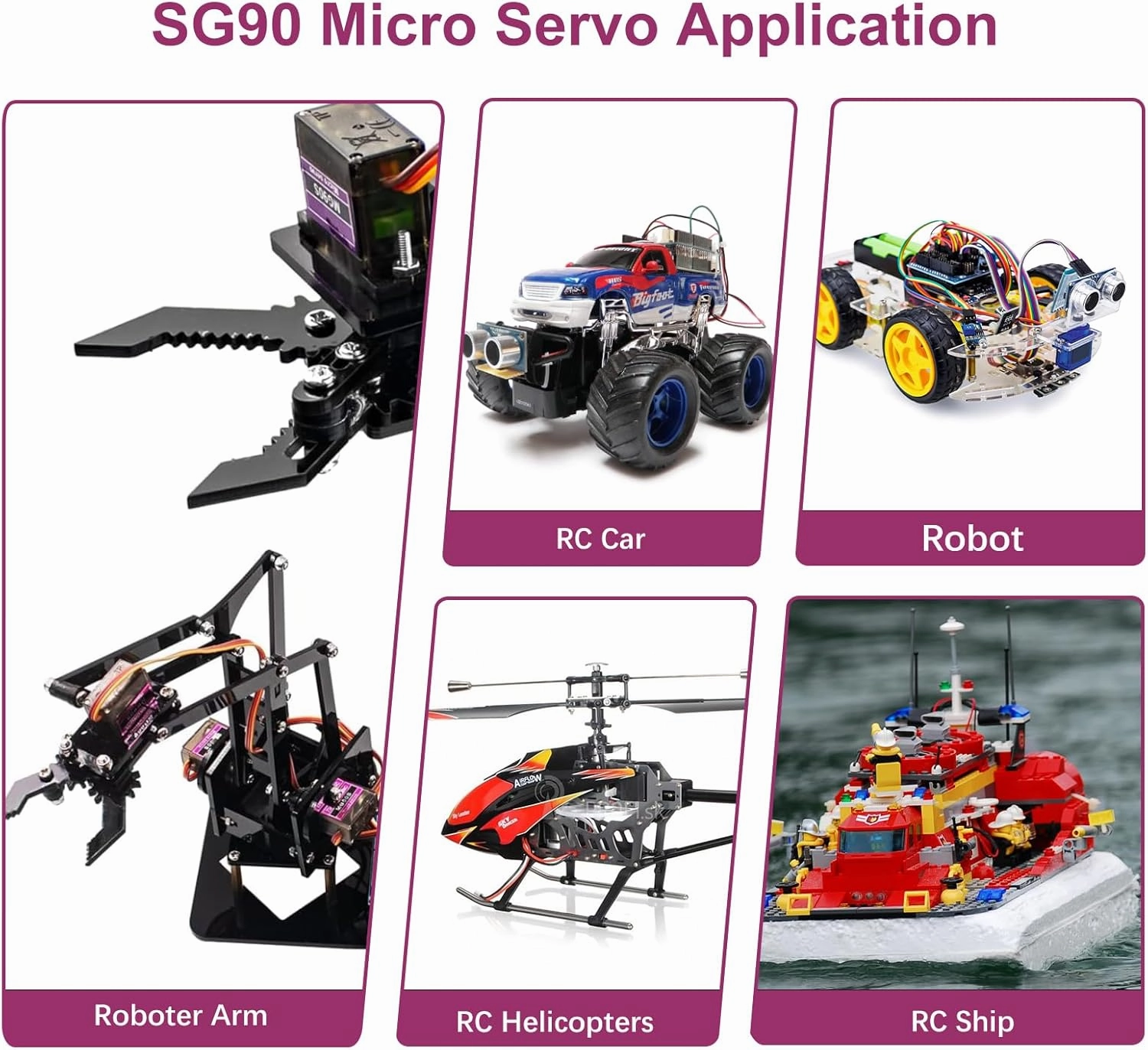 MG90S Micro Servo Motor Kit AYWHP 8 Pcs MG90S Servo Metal Gear Micro Servo for RC Helicopter/Car/Boat Micro Plane Mini Servos for Arduino Project(Servo Control Angle 0-180°)