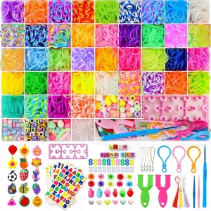 MGHS Rubber Band Bracelet Kit for Girls and Boys with 54 Compartments - 5000  Jewelry Making Supplies - Friendship Bracelet Making Kit with Y-Shaped Loom, Zipper Hooks, Beads, Tassels & More