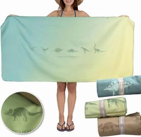 Microfiber Beach & Bath Towel - Quick Dry Absorbent, Sand Free, Compact & Lightweight for Travel Swimming Pool, Beach Accessories - Dinosaur Golden Canopy Green - Medium 59” x 29.5” (3 Sizes)