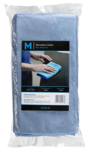 Microfibre Cloths - Blue, 400mm x 400mm, 300gsm (Pack Of 50)