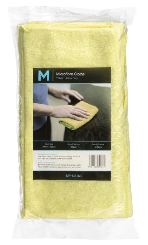 Microfibre Cloths - Yellow, 400mm x 400mm, 300gsm (Pack Of 50)