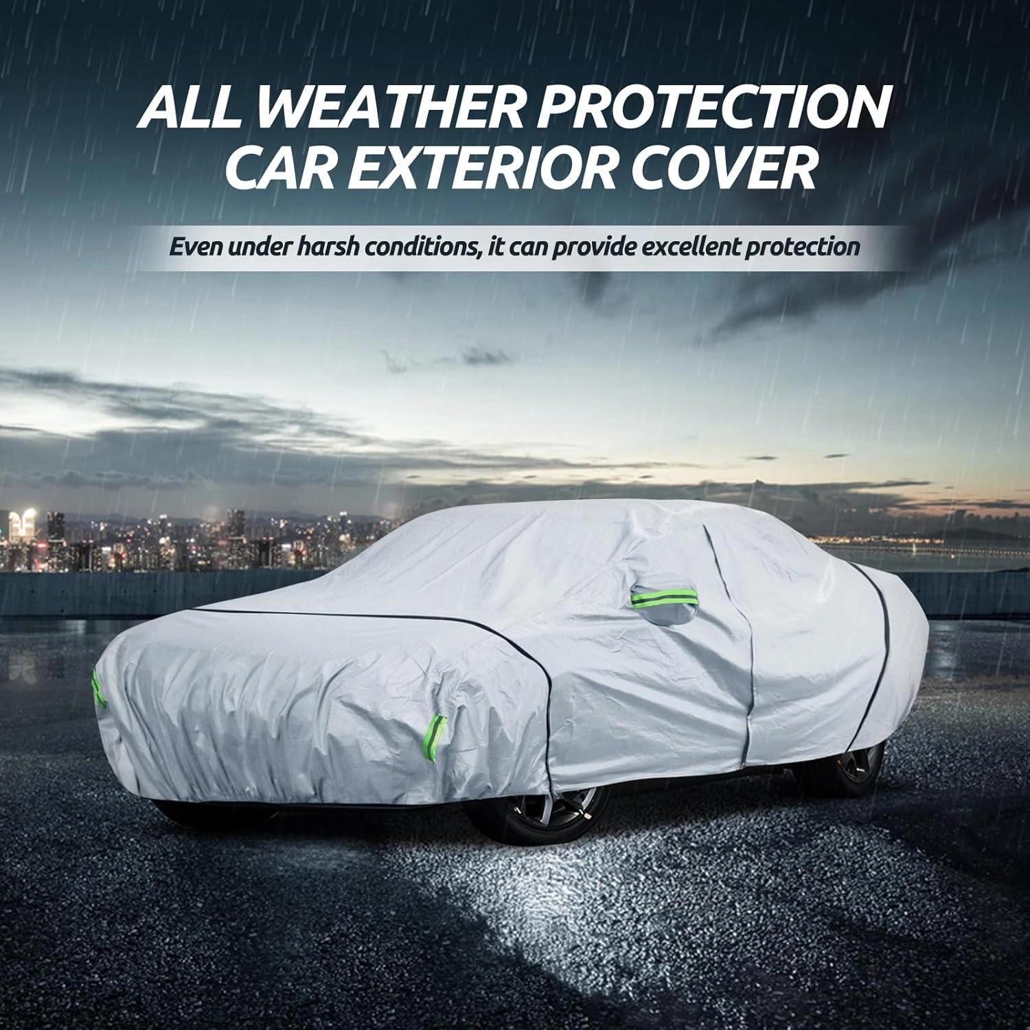 Migaven 6 Layers Car Cover Custom Fit for Dodge Challenger 2008-2023, Waterproof Full Exterior Cover Rain Sun Hail Protection with Door Zipper