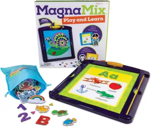 MindWare MagnaMix Play and Learn – Early-Learning Magnet Board for Preschool & up – Educational Toy Teaches Letters, Numbers, Counting and More! – Great for Home, Class & Daycare