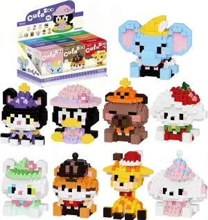 Mini Animals Building Block Sets, 9 Style Cute Miniature Dog Cat Giraffe Tiger Capybara Figurine Toys, Micro Building Blocks Party Favors for Kids 6  Adults Christmas Stocking Stuffers