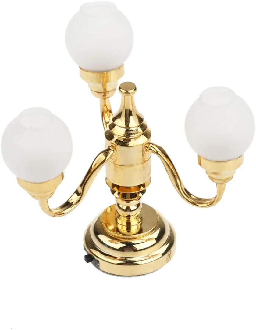Mini Ceiling Lamp Scale Brass Chandelier with LED Arms Energy Efficient Easy to Use for Miniature Houses and Dollhouse Decoration