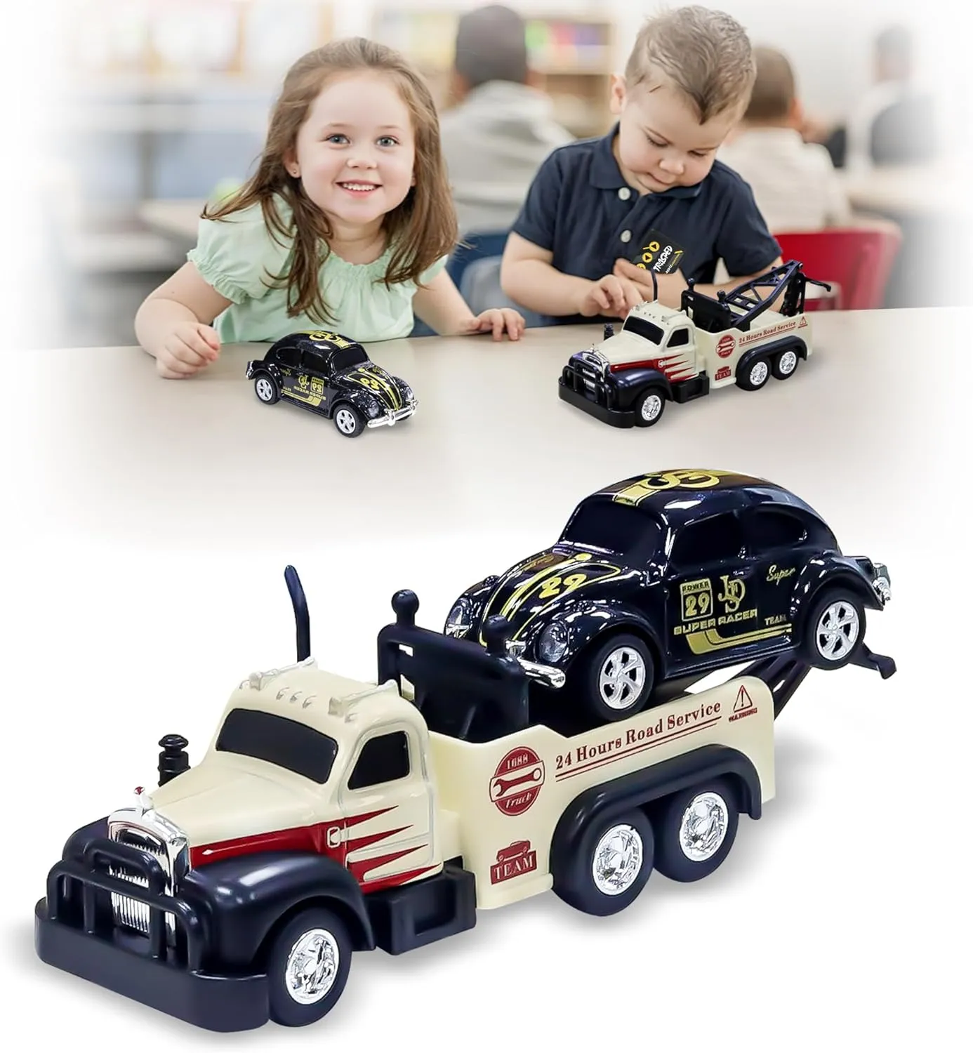 Mini RC Truck, 1/64 Scale Tow Truck Toy Remote Control Car with Lights, Mini Alloy Monster Trucks, 2.4GHz Remote & APP Control, Adjustable Speed & Steering (White)