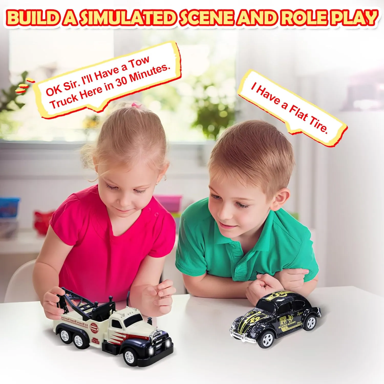Mini RC Truck, 1/64 Scale Tow Truck Toy Remote Control Car with Lights, Mini Alloy Monster Trucks, 2.4GHz Remote & APP Control, Adjustable Speed & Steering (White)