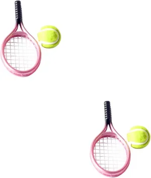 Mini Tennis Rackets and Ball Model Durable DIY Mini House Decor Random Color Lightweight for Creative
