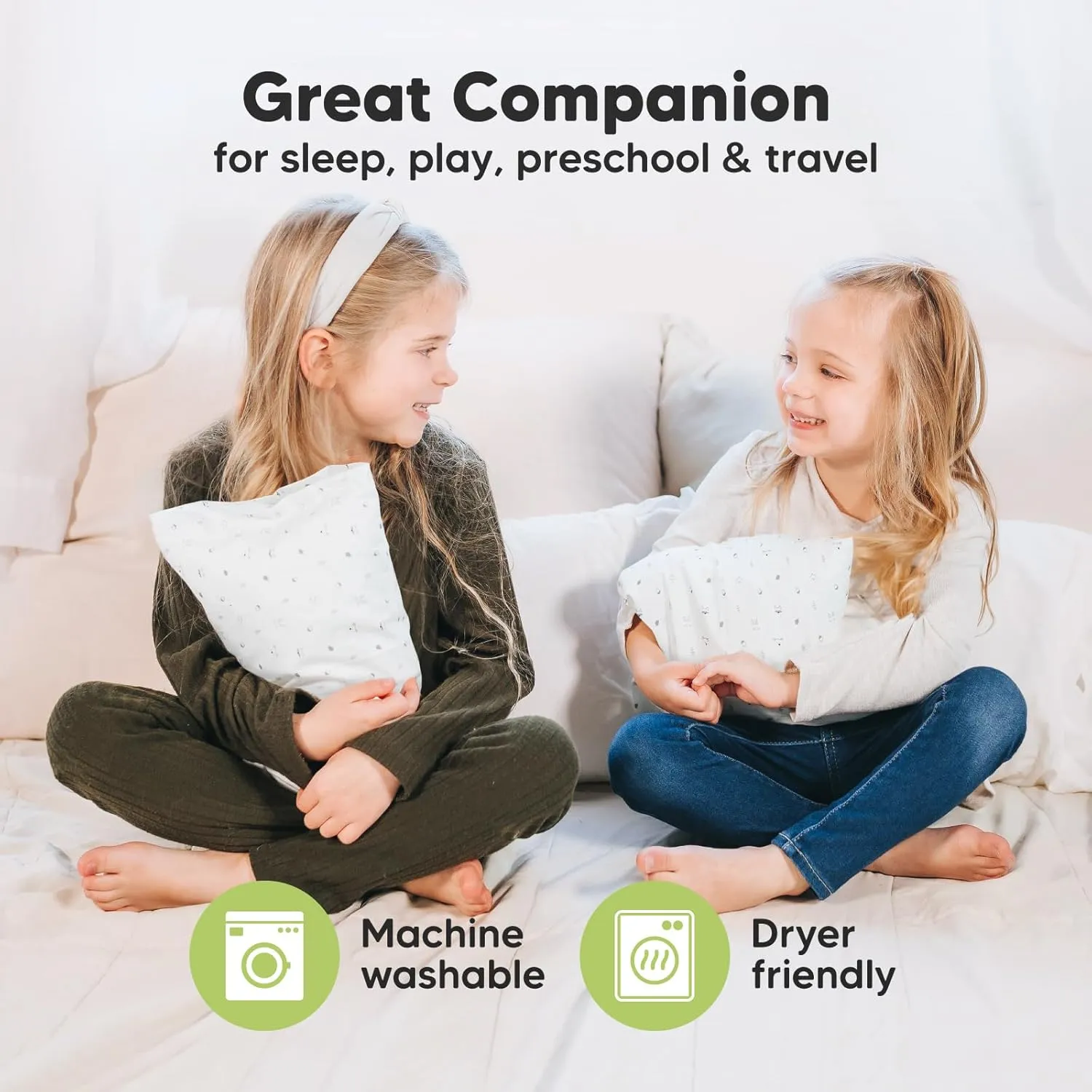 Mini Toddler Pillow with Pillowcase - 9x13 My Little Dreamy Travel Kids Pillow for Sleeping, Toddler Bed, Small, Tiny, Organic Cotton Pillowcase, Soft & Breathable, Kids 2-4 Years Old (Acorn)