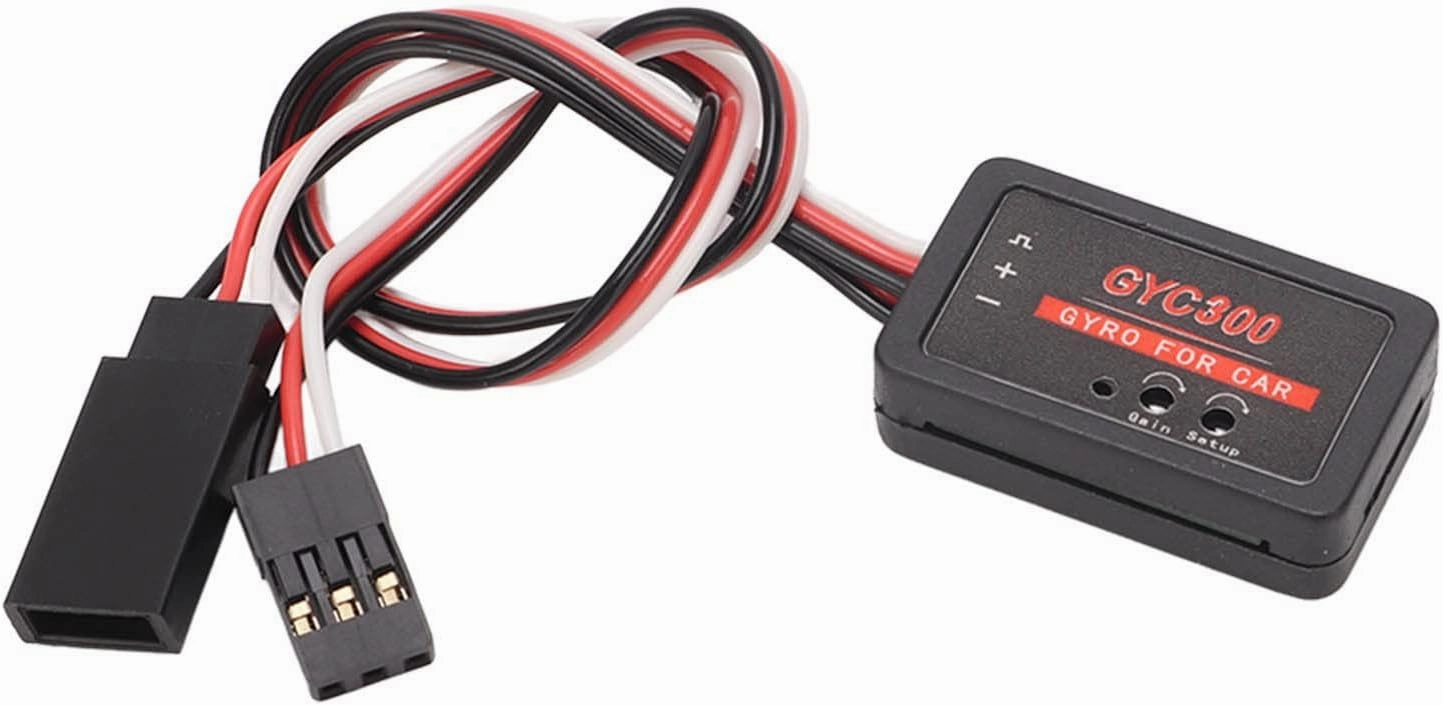 Mini RC Gyroscope Set, RC Gyro Stabilizer, Cooling Min Gyroscope, GYC300 Mini Gyroscope for RC Car Boat Black Plastic One Pass Gain Sensitivity Adjustment RC Car Gyroscope Module