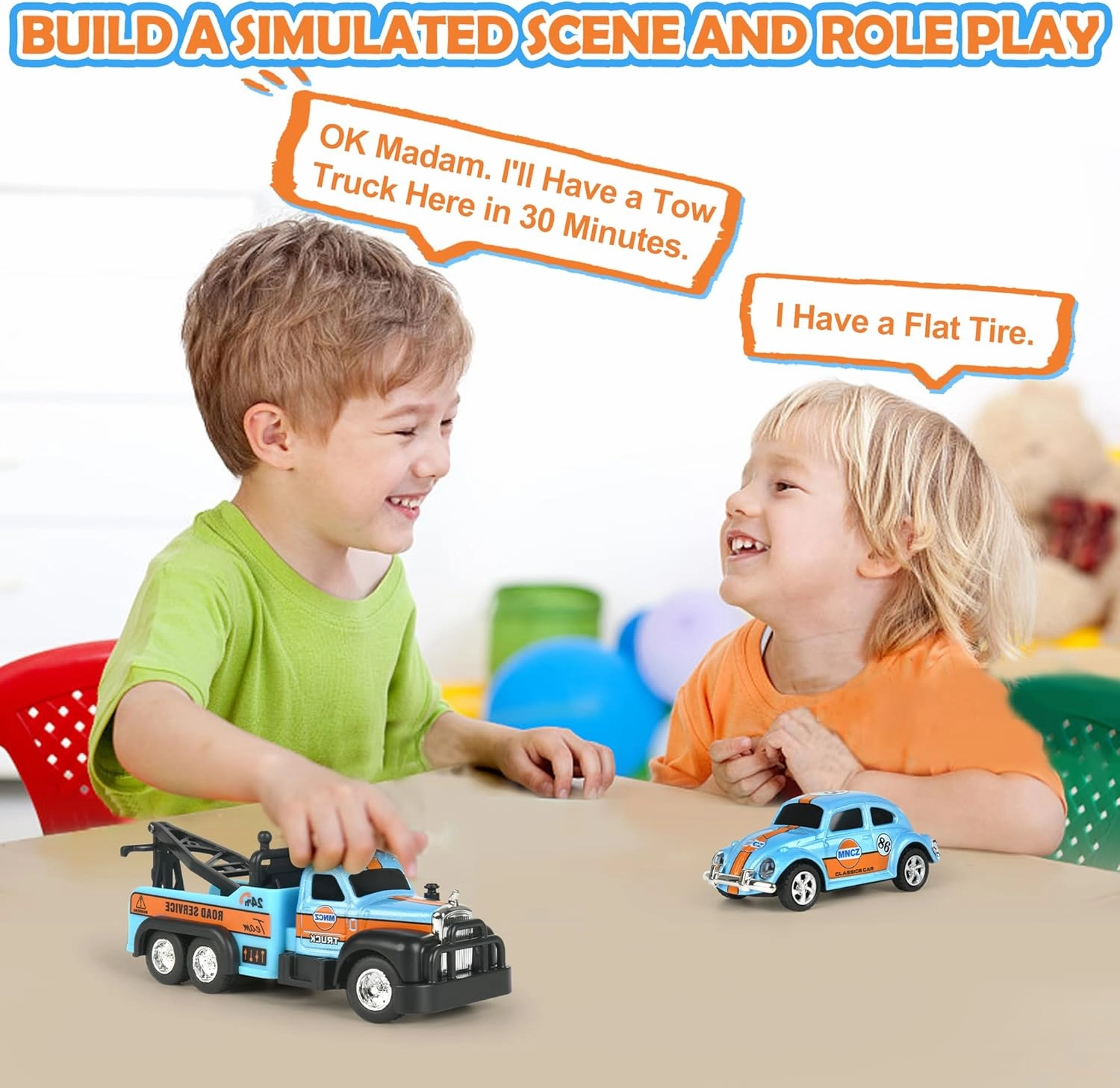 Mini RC Truck, 1/64 Scale Tow Truck Toy Remote Control Car with Lights, Mini Alloy Monster Trucks, 2.4GHz Remote & APP Control, Adjustable Speed & Steering (Blue)