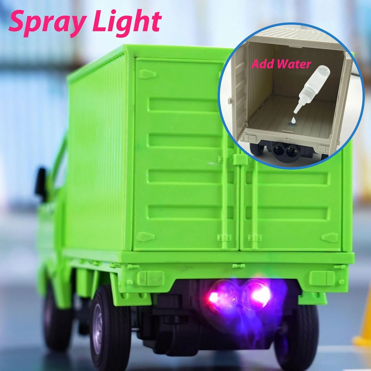 Mini RC Truck for 5-12 Years Old Boys, 1/16 Scale RWD 2.4G Gesture Sensing RC Car with Spray Light and Sound, Remote Control Music Truck for Kids Birthday Gifts (Cargo Box Grey)