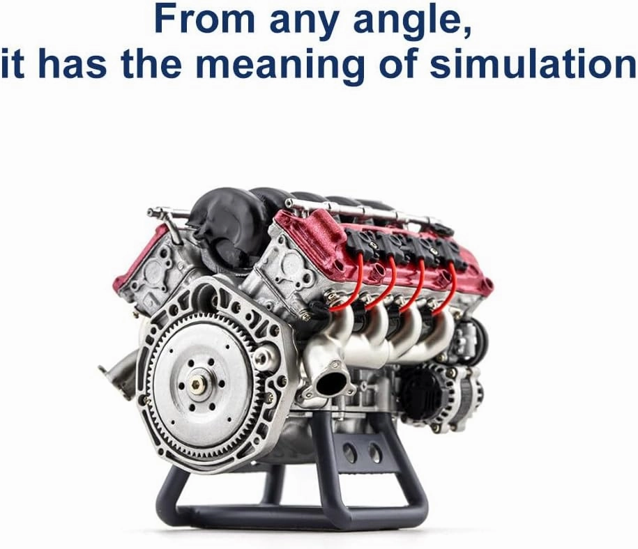 Mini V8 Engine Model Kit That Runs, MAD 3D Printing Resin Simulated Dynamic Work Internal Combustion Engine Model for AX90104 SCX10Ⅱ Capra VS4-10 Pro/Ultra Engine Model Car