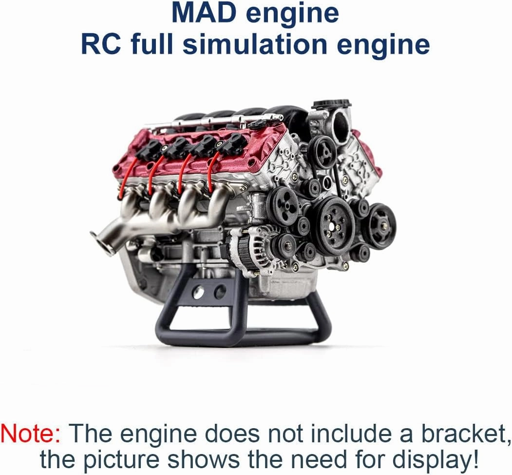 Mini V8 Engine Model Kit That Runs, MAD 3D Printing Resin Simulated Dynamic Work Internal Combustion Engine Model for AX90104 SCX10Ⅱ Capra VS4-10 Pro/Ultra Engine Model Car