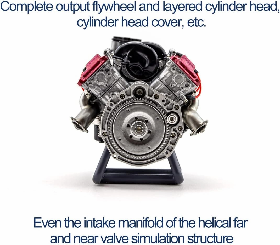 Mini V8 Engine Model Kit That Runs, MAD 3D Printing Resin Simulated Dynamic Work Internal Combustion Engine Model for AX90104 SCX10Ⅱ Capra VS4-10 Pro/Ultra Engine Model Car