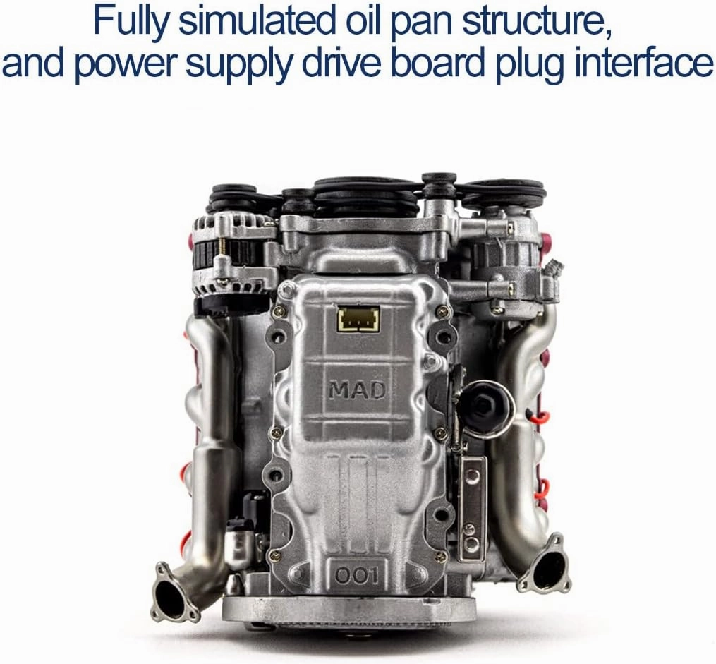 Mini V8 Engine Model Kit That Runs, MAD 3D Printing Resin Simulated Dynamic Work Internal Combustion Engine Model for AX90104 SCX10Ⅱ Capra VS4-10 Pro/Ultra Engine Model Car