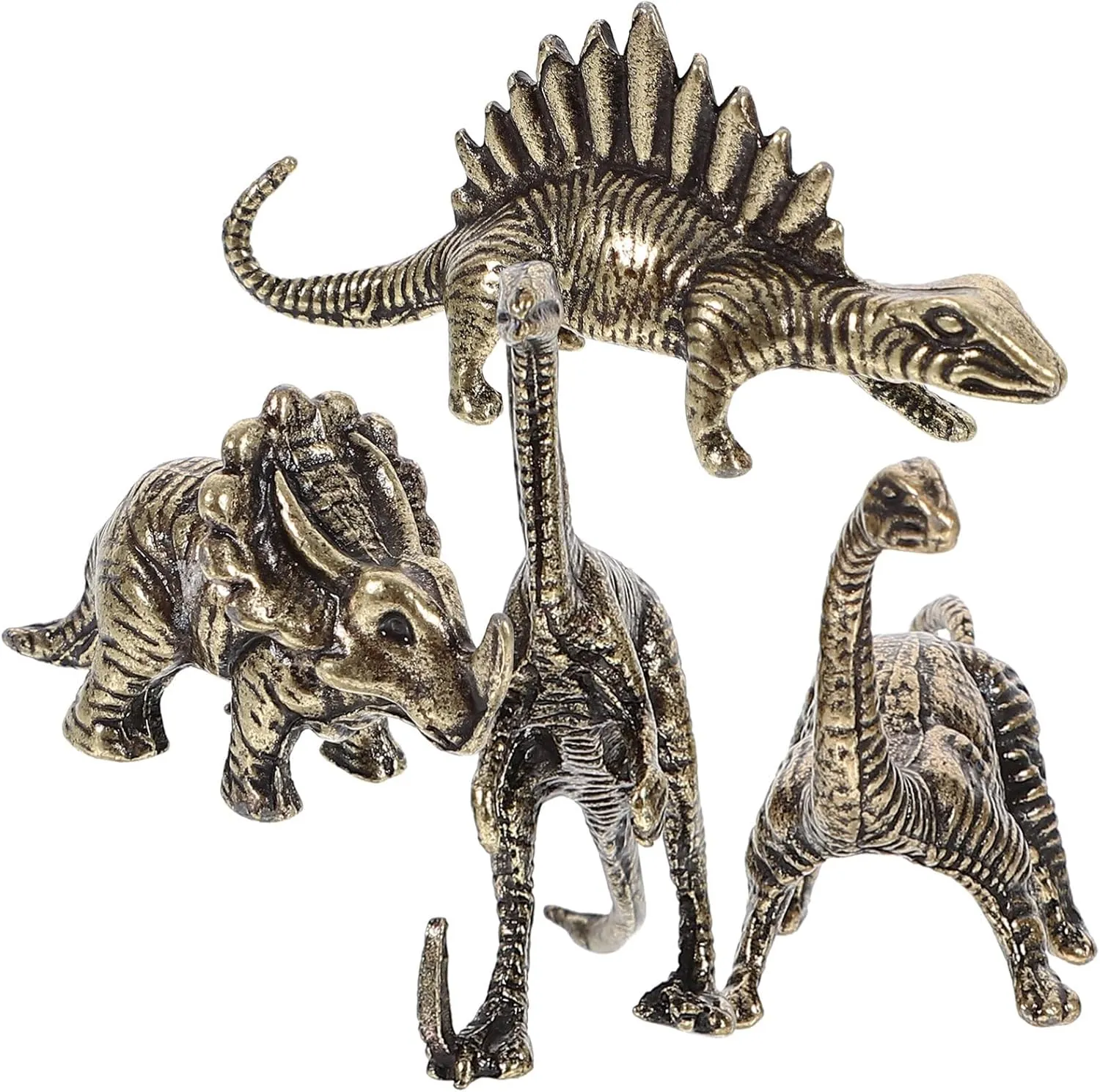 Miniature Dinosaur Figurine, 4pcs Copper Dinosaur Statue Dinosaur Sculpture Brass Dinosaur Toys for Festival Dinosaur Theme Party Birthday
