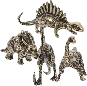 Miniature Dinosaur Figurine, 4pcs Copper Dinosaur Statue Dinosaur Sculpture Brass Dinosaur Toys for Festival Dinosaur Theme Party Birthday