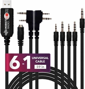 MIRKIT FTDI USB Programming Cable 6 in 1 Model 5 (59 inches Extended Length) for Flashing Ham Radios Compatible with Baofeng Radio, Motorola, Kenwood, HYT, ICOM, Yaesu, Vertex