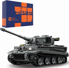 MISINI M6619 Tiger Heavy Tank Building Block Set, 1668 WWII Military 1:28 Building Block Toys, Tank Model Gifts and Collectibles Suitable for Military Enthusiasts, Teenagers, and Adults. Grey Version