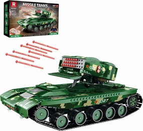 Missile Tank Building Blocks for Adults, Military Tanks Model with Remote Control, STEM Building Toys Kit - Ideal Gift for Adults & Teens Age 14  (1449 Pcs, 55027)
